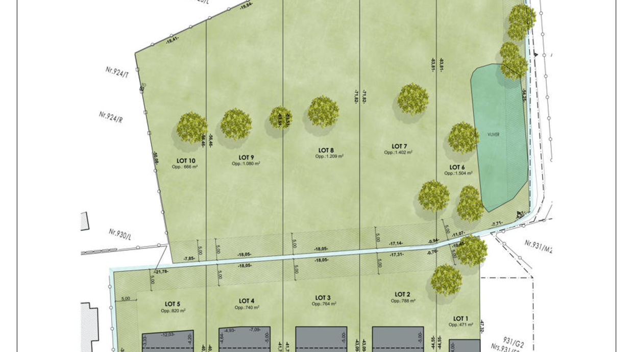 Verkaveling Neeroeteren met woningen en vergunde bouwgronden
